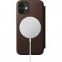Nomad Rugged Folio bőr flip cover tok MagSafe -vel - iPhone 12 mini - barna