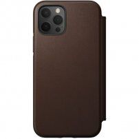 Nomad Rugged Folio bőr flip cover tok MagSafe -vel - iPhone 12 / 12 Pro - barna