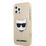 Karl Lagerfeld Choupette Head Glitter tok - iPhone 12 Pro Max - arany