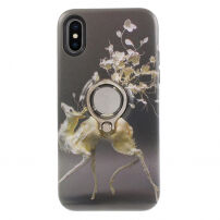 Védő tok puha műanyagból kerek tartóval Apple iPhone XS / iPhone X - szarvas