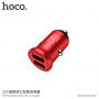 HOCO autótöltő két USB porttal Apple iPhone / iPad / iPod - piros
