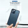 Szénszálas textúrájú tok és védő keret - iPhone 12 / 12 Pro - sötétkék