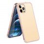 Szénszálas textúrájú tok és védő keret - iPhone 12 mini - rózsaszín-arany