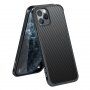 Szénszálas textúrájú tok és védő keret - iPhone 11 Pro Max - fekete