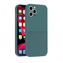 Védőtok kártyatartóval - iPhone 12 Pro Max - petróleum színű