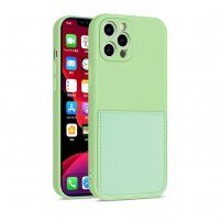 Védőtok kártyatartóval - iPhone 12 Pro Max - zöld