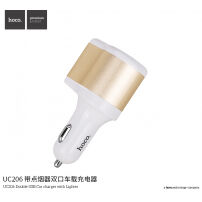 HOCO töltő / elosztó autóba két USB porttal Apple iPhone / iPod - fehér-arany