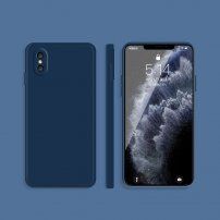Szilikon védőtok egyenes élekkel - iPhone XS Max - kék