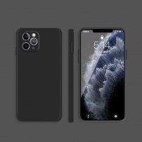 Szilikon védőtok egyenes élekkel - iPhone 11 Pro - fekete