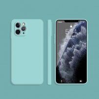 Szilikon védőtok egyenes élekkel - iPhone 11 Pro Max - világoskék