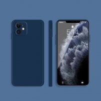 Szilikon védőtok egyenes élekkel - iPhone 12 mini - kék