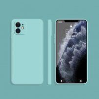 Szilikon védőtok egyenes élekkel - iPhone 12 mini - világoskék