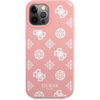 Guess Liquid Silicone White Peony tok - iPhone 12 Pro Max - rózsaszín