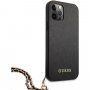 Guess Saffiano Gold Chain tok - iPhone 12 Pro Max - fekete
