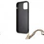 Guess Saffiano Gold Chain tok - iPhone 12 Pro Max - fekete