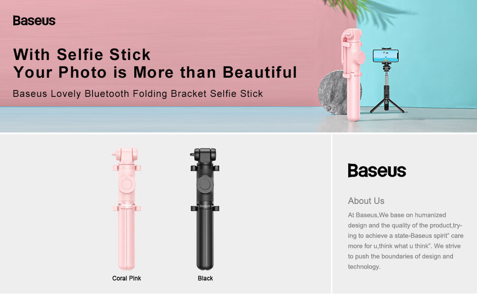 Baseus Lovely Bluetooth szelfi bot tripod állvánnyal - iPhone - fekete