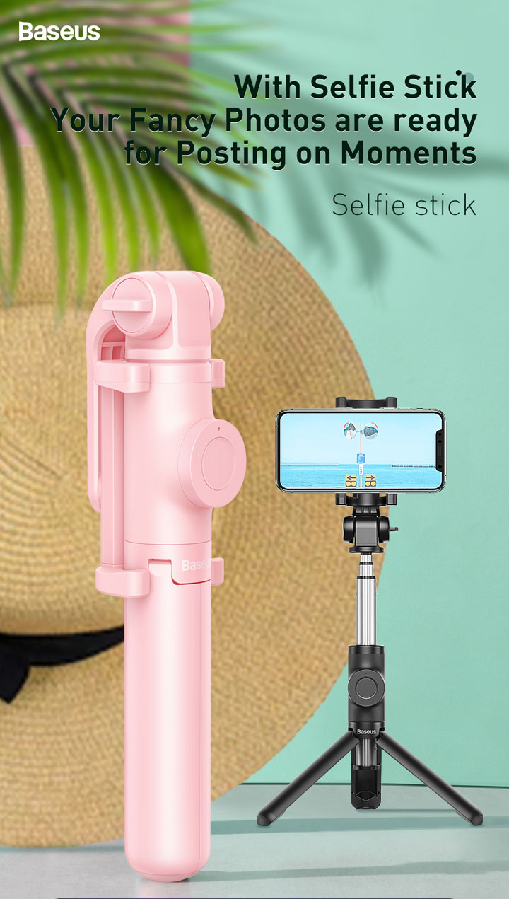 Baseus Lovely Bluetooth szelfi bot tripod állvánnyal - iPhone - fekete