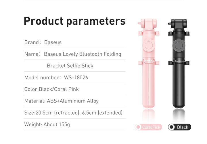 Baseus Lovely Bluetooth szelfi bot tripod állvánnyal - iPhone - fekete