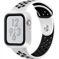 Védő tok szilikonpánttal - Apple Watch 40mm - fehér-fekete