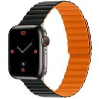 Mágneses szilikon szíj - Apple Watch 42mm / 41mm / 40mm / 38mm - fekete-narancssárga