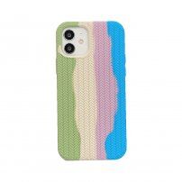 Szilikon tok fonott mintával - iPhone 12 - pasztell