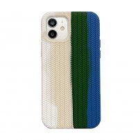Szilikon tok fonott mintával - iPhone 11 - zöld-kék