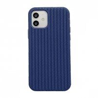 Szilikon tok fonott mintával - iPhone 11 Pro - sötétkék