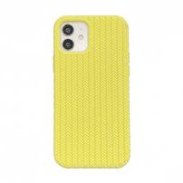 Szilikon tok fonott mintával - iPhone 12 Pro Max - sárga