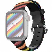 Összefonott szilikon szíj - Apple Watch Ultra 49mm / 46mm / 45mm / 44mm / 42mm - fekete-szivárvány