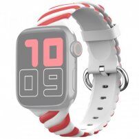 Összefonott szilikon szíj - Apple Watch Ultra 49mm / 46mm / 45mm / 44mm / 42mm - fehér-piros