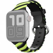 Összefonott szilikon szíj - Apple Watch 42mm / 41mm / 40mm / 38mm - fekete-zöld
