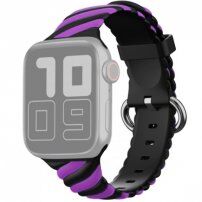 Összefonott szilikon szíj - Apple Watch 42mm / 41mm / 40mm / 38mm - fekete-lila