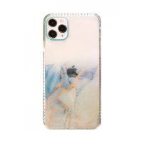 Ütésálló átlátszó tok márvány mintával - iPhone 12 / 12 Pro - világoskék