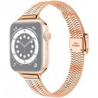 Vékony rozsdamentes acél szíj - Apple Watch 42mm / 41mm / 40mm / 38mm - rózsaszín-arany