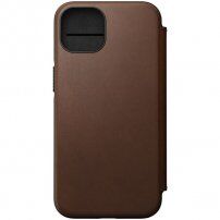 Nomad MagSafe Rugged Folio flip cover bőr tok - iPhone 13 - barna