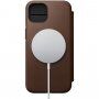 Nomad MagSafe Rugged Folio flip cover bőr tok - iPhone 13 - barna