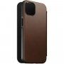 Nomad MagSafe Rugged Folio flip cover bőr tok - iPhone 13 - barna
