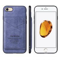 Taokkim retro stílusú PU bőr védőtok zsebbel iPhone 7 Plus / 8 Plus - kék