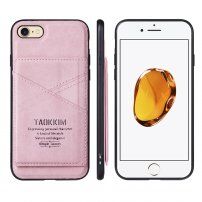 Taokkim retro stílusú PU bőr védőtok zsebbel iPhone 6 Plus / 6S Plus - rózsaszín