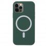 Szilikon tok Magsafe töltéstámogatással - iPhone 12 Pro Max - sötétzöld