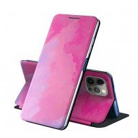 Flip cover védőtok akvarell mintával - iPhone 13 - lila