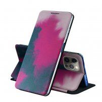 Flip cover védőtok akvarell mintával - iPhone 13 - rózsaszín