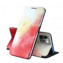 Flip cover védőtok akvarell mintával - iPhone 13 mini - piros
