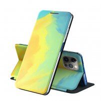 Flip cover védőtok akvarell mintával - iPhone 13 mini - sárga