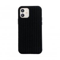 Szilikon tok fonott mintával - iPhone 13 Pro Max - fekete