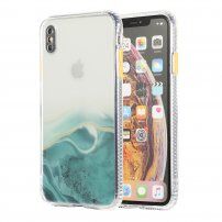Tartós karcálló márvány mintás tok - iPhone XS Max - türkizkék