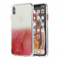 Tartós karcálló márvány mintás tok - iPhone X / XS - piros