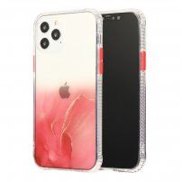 Tartós karcálló márvány mintás tok - iPhone 12 / 12 Pro - piros