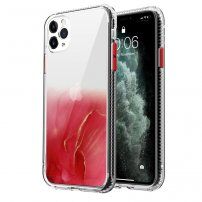Tartós karcálló márvány mintás tok - iPhone 11 Pro - piros