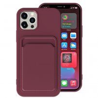 Tok kártyatartóval - iPhone 13 Pro Max - borvörös